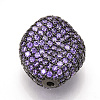 Brass Micro Pave Cubic Zirconia Beads ZIRC-T004-50B-04-1