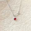 Heart Safety Pin Brass Pave Cubic Zirconia Pendant Necklaces for Women FS-WGA6C95-10-1