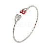 Brass Micro Pave Clear Cubic Zirconia Cuff Bangles for Women BJEW-B145-08G-03-1