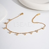 Elegant 304 Stainless Steel Pave Clear Cubic Zirconia Flat Round Charm Anklets HM7489-7-1