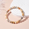 6.5mm Frosted Round Natural Mixed Stone Beads Stretch Bracelet for Girl Women BJEW-JB07110-3