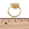 Flower Pattern Brass Enamel & Natural Freshwater Pearl Open Cuff Rings for Women RJEW-G342-01G-01-5