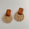 Woven Wood Rattan Dangle Earrings for Women SN9430-4-1