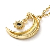Golden Brass Crescent Moon Pendant Necklace with Rhinestone NJEW-Z015-01B-G-4