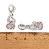 Rack Plating Alloy Crystal & Light Rose Rhinestone European Dangle Charms FIND-C055-18P-3