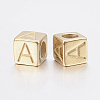 304 Stainless Steel Large Hole Letter European Beads LS-STAS-H428-01G-A-2