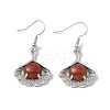 Natural Red Jasper Ginkgo Leaf Dangle Earrings with Crystal Rhinestone EJEW-A092-03P-22-2