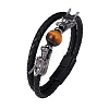 Black PU Leather Cord Braided Bracelets PW-WG503E5-02-5