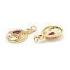 Rack Plating Brass Micro Pave Clear & Violet Cubic Zirconia Pendants X-KK-D073-21G-2