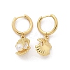 Shell Shape Brass Micro Pave Cubic Zirconia Hoop Earrings EJEW-M077-05G-2