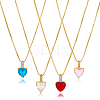 ANATTASOUL 4Pcs 4 Colors Cubic Zirconia Heart Pendant Necklaces Set with Golden Brass Box Chains NJEW-AN0001-78-1