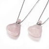 Natural Rose Quartz Openable Perfume Bottle Pendant Necklaces G-K295-A01-P-5