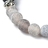 Natural Dyed Crackle Agate & Lava Rock Round Beaded Stretch Bracelet BJEW-TA00444-02-3