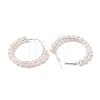 Natural Pearl Wire Wrapped Beaded Hoop Earrings for Women EJEW-JE04758-04-4