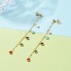 Brass Enamel Chain Tassel Earrings EJEW-JE05785-3