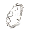 Titanium Steel Crystal Rhinestone Hollow Heart Hinged Bangles for Women BJEW-G719-19P-1