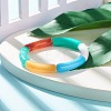 Acrylic Curved Tube Beaded Stretch Bracelet BJEW-JB07980-04-2