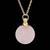 Natural Rose Quartz Flat Round Perfume Bottle Pendant Necklaces PW-WGD45C6-05-1