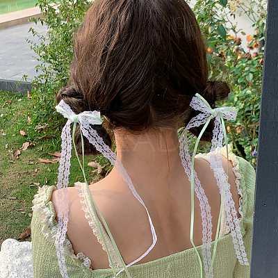 10Pcs 5 Colors Polyester Resin Bowknot Hair Clips PHAR-CN0001-05-1