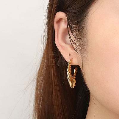 304 Stainless Steel Wing Stud Earrings EJEW-G368-01G-1