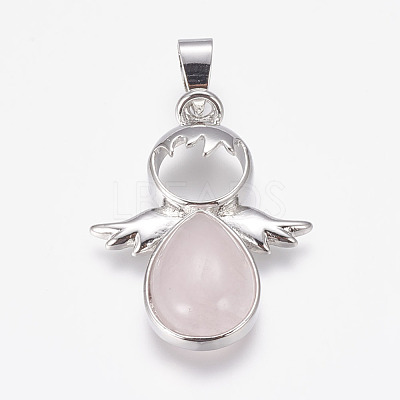 Natural Rose Quartz Pendants X-G-G651-A10-1