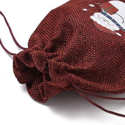 Christmas Theme Jute Cloth Storage Bags ABAG-F010-01B-09-1