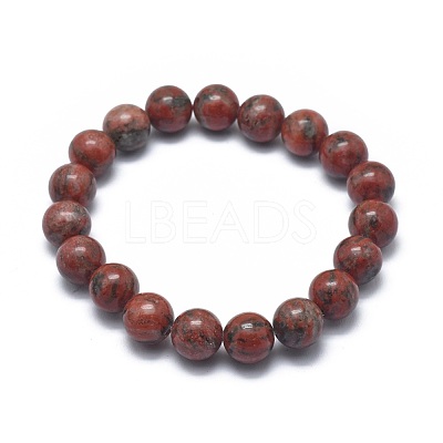 Natural Sesame Jasper/Kiwi Jasper Bead Stretch Bracelets BJEW-K212-A-037-1