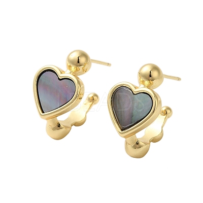 Shell Heart Stud Earrings EJEW-K287-01G-13-1