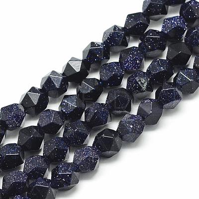 Synthetic Blue Goldstone Beads Strands G-S149-11-8mm-1