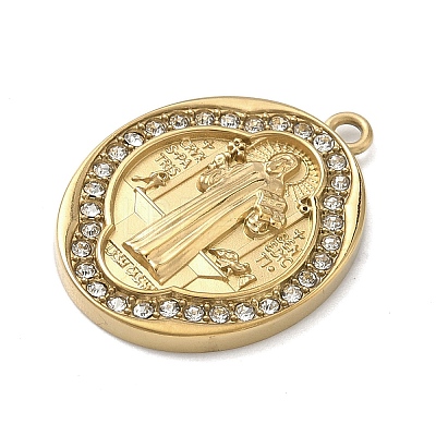 304 Stainless Steel & Rhinestone Pendants STAS-G371-09D-01G-1