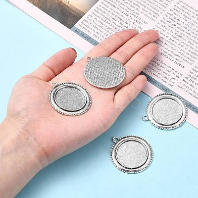Vintage Tibetan Style Alloy Pendant Cabochon Bezel Settings TIBEP-O006-19AS-1