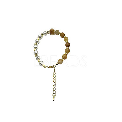 Natural Yellow Jade Round Beaded Bracelet NC1314-01-1