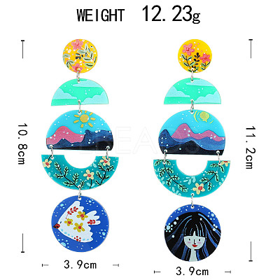 Acrylic Dangle Stud Earrings WG668A6-02-1