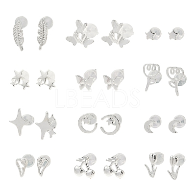 2 Pairs Alloy Stud Earrings for Women EJEW-FS0001-27H-1
