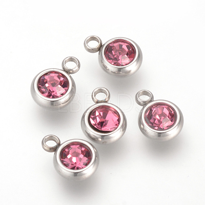 201 Stainless Steel Rhinestone Charms X-STAS-S068-10-1