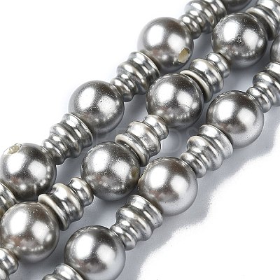Shell Pearl 3-Hole Guru Beads Strands G-K149-53B-1