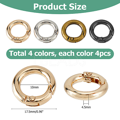 24Pcs 4 Colors Alloy Spring Gate Rings FIND-HS0001-26A-1