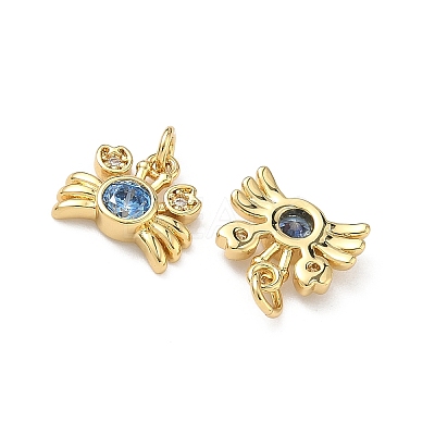 Brass Micro Pave Cubic Zirconia Charms X-KK-C252-03G-1