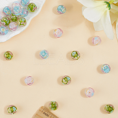 30Pcs 3 Colors Round Lampwork Beads LAMP-LT0001-01-1
