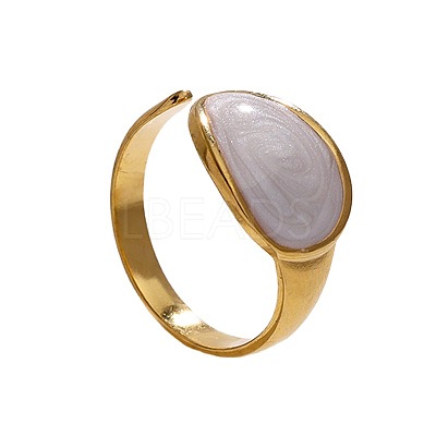 Oval 304 Stainless Steel Enamel Cuff Rings FS-WGAC0F3-02-1