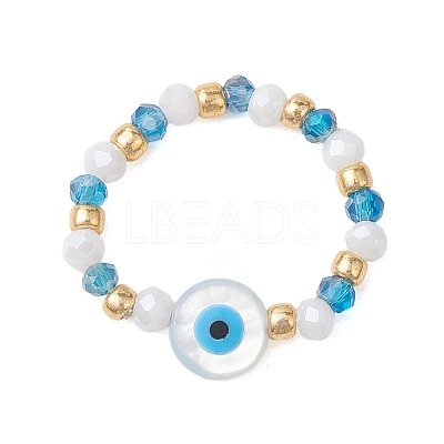 Glass Beaded Stretch Rings for Women RJEW-JR00704-1