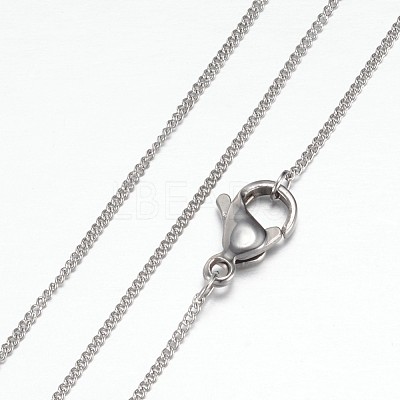 Non-Tarnish 304 Stainless Steel Curb Chain Necklaces STAS-P101-58P-1
