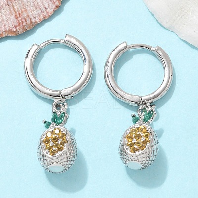 Brass Cubic Zirconia Hoop Earrings EJEW-Q015-02P-1