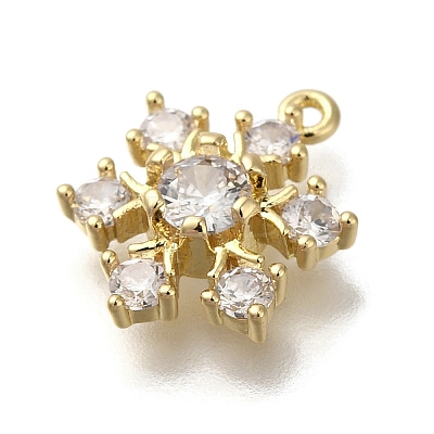 Rack Plating Brass Micro Pave Cubic Zirconia Pendants KK-M014-10A-G-1