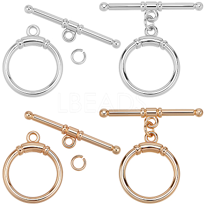 10Pcs 2 Colors Brass Toggle Clasps KK-BBC0021-22B-1