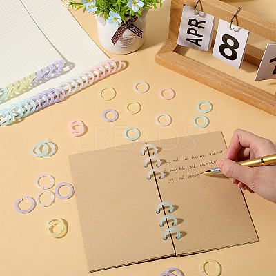 150Pcs 5 Colors PP Plastic Loose Leaf Book Binder Hinged Rings KY-GF0001-49-1