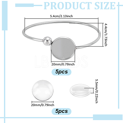 5Pcs 304 Stainless Steel Blank Bangle Bases with Tray STAS-UN0064-28-1