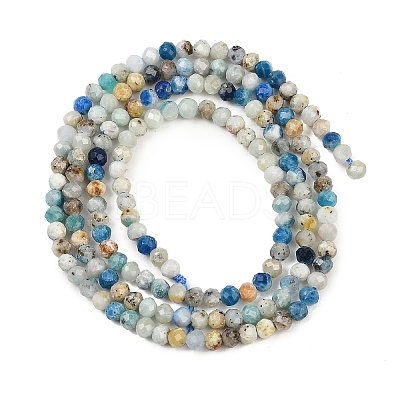 Natural Blue Azurite in Calcite Beads Strands X-G-P618-3mm-01-1
