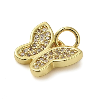 Brass Micro Pave Clear Cubic Zirconia Pendants KK-U005-01L-G-1