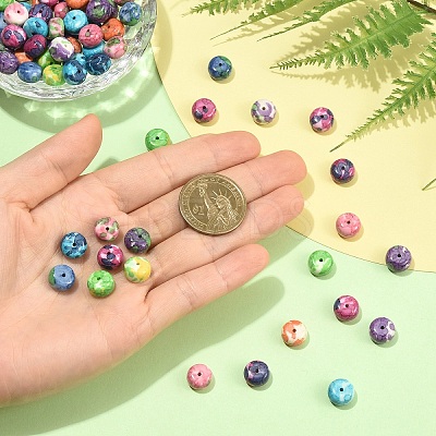 70Pcs 7 Colors Dyed Synthetic Riverstone Beads G-YW0002-99-1